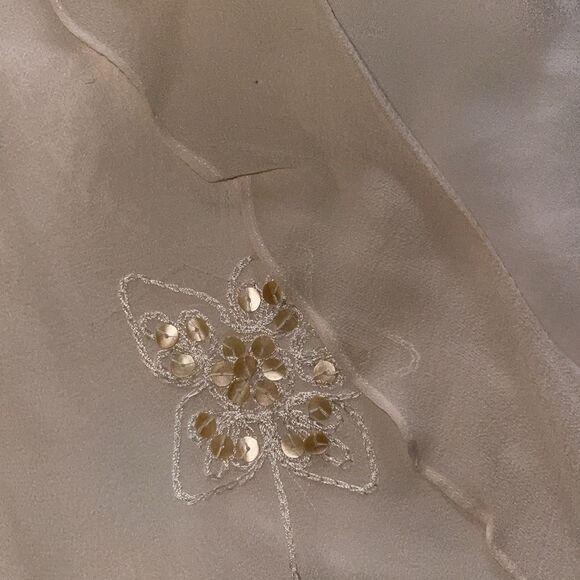 SILKLAND Beautiful 100% Silk Elegant Blouse Embroidery & Sequences Beige Ivory - Picture 3 of 4